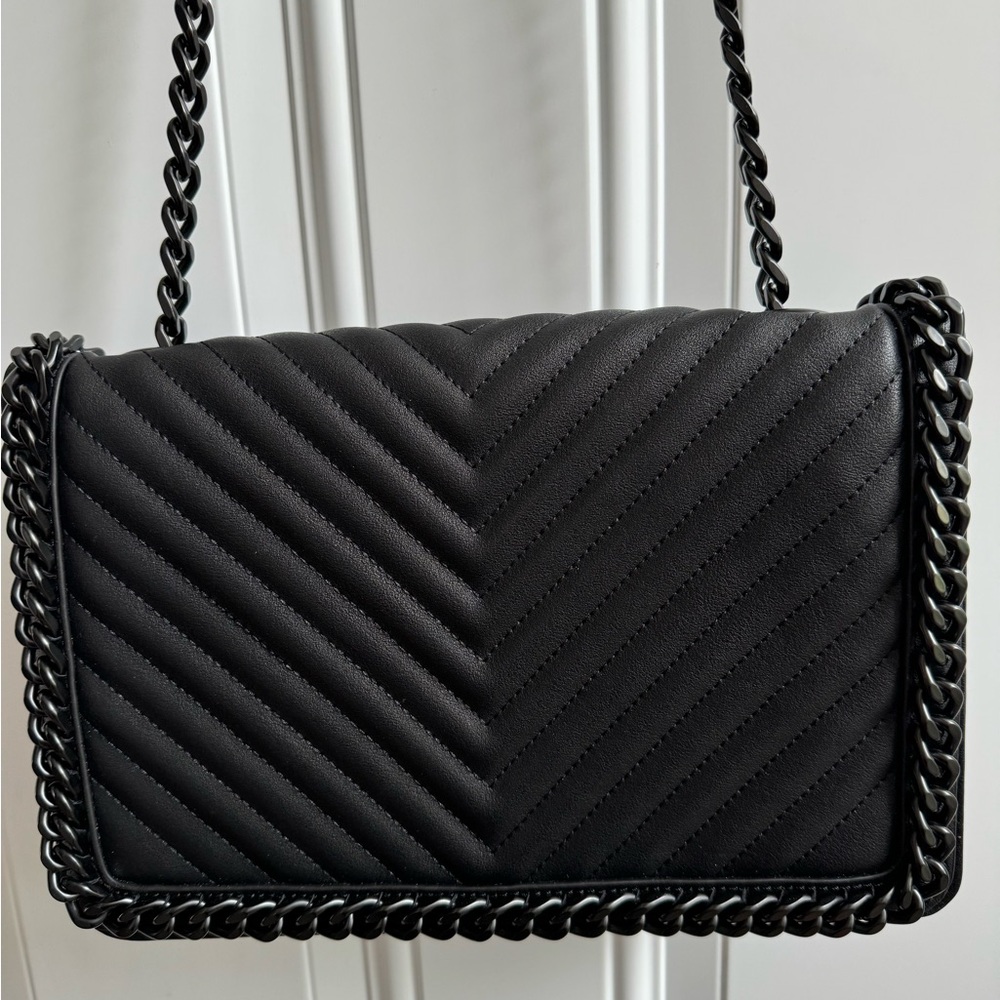 Aldo Black Quilted Chain-Trim Crossbody Bag